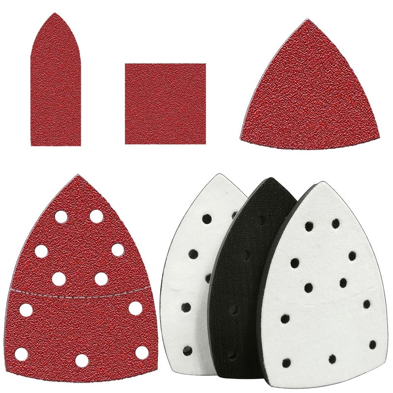 FOWOK 160pcs Mouse Sander Sandpaper and 3pcs Sanding Interface Pad, Detail Sander Sanding Sheets, Sanding Paper 60-240 Grit - Image 1
